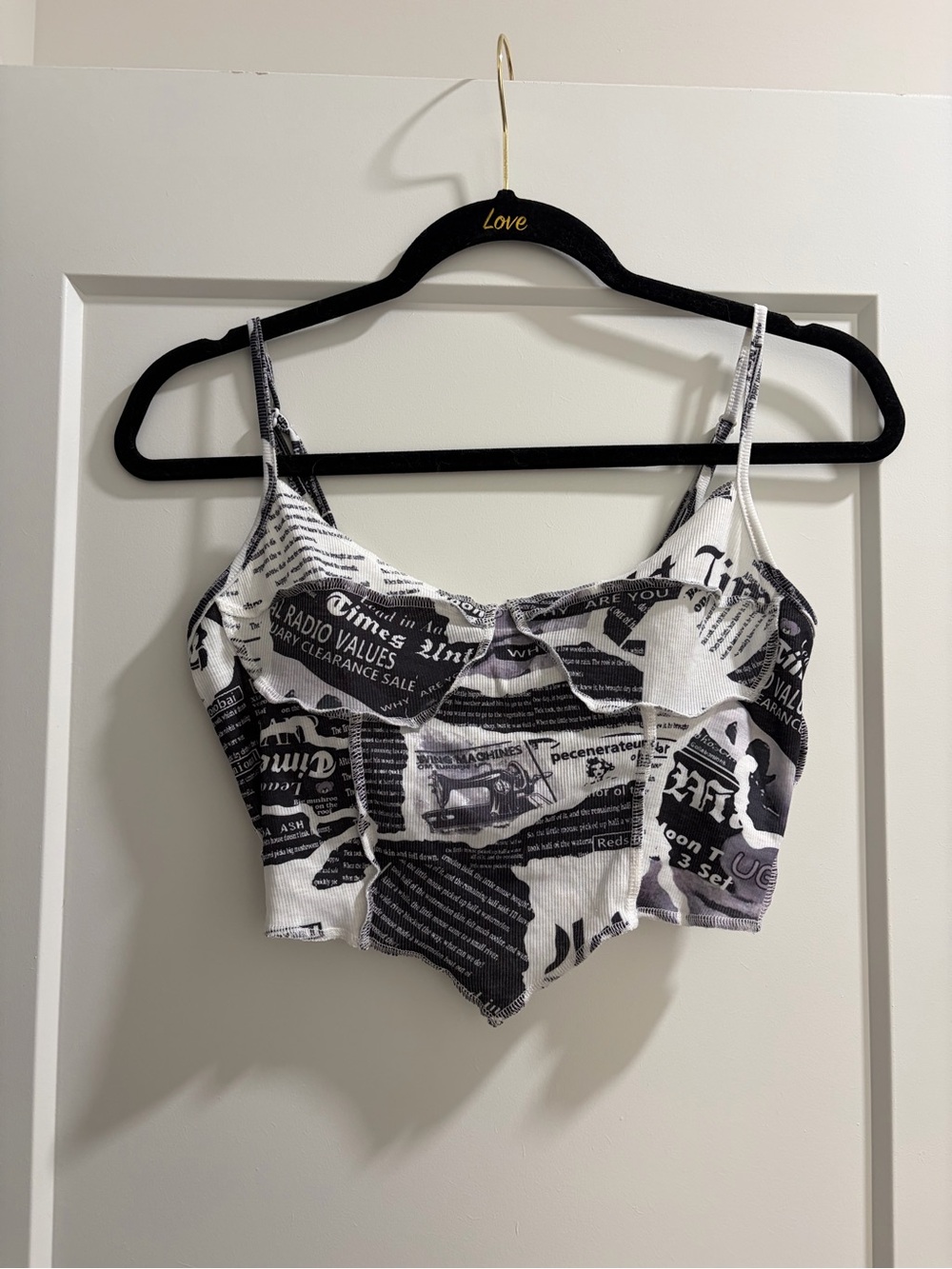 SHEIN Newspaper Print Going Out Corset Top
